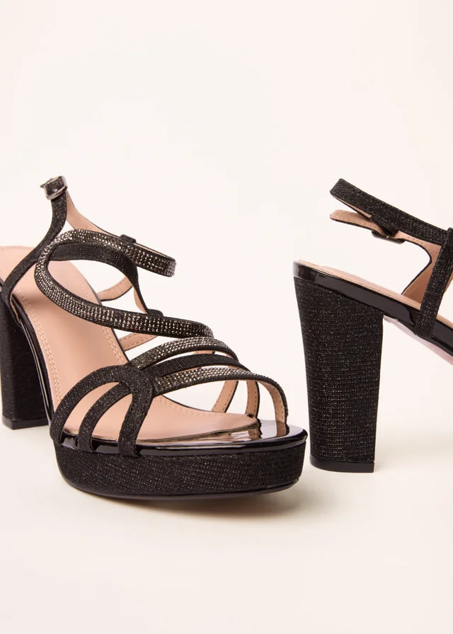 Blue Vanilla Black Mix Bling Platform Heels