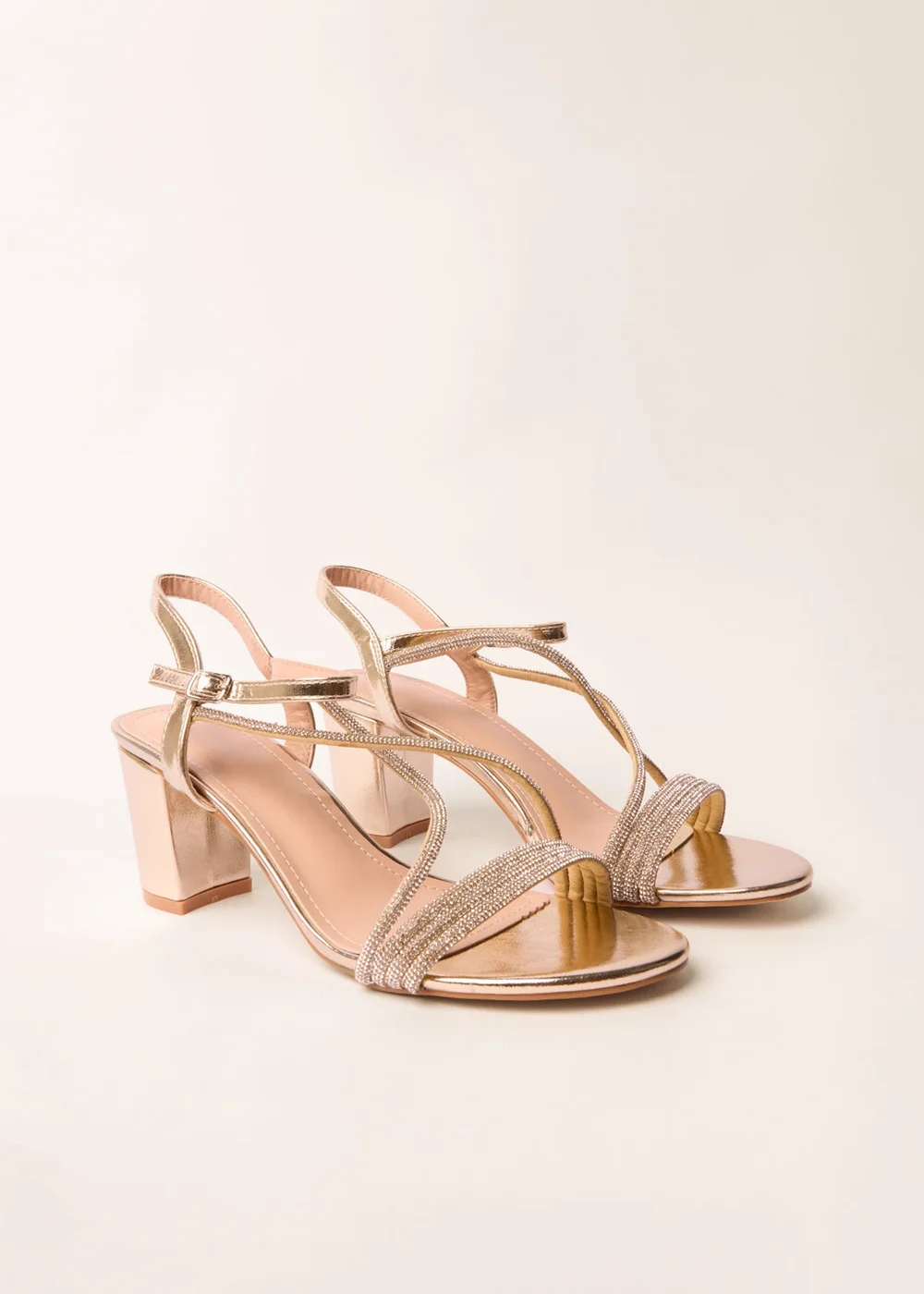 Blue Vanilla Gold Bling Strap Block Heels - 7 Image 1