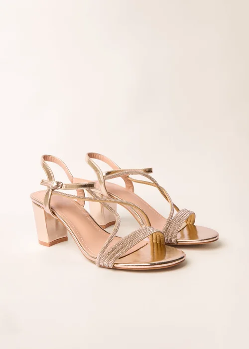 Blue Vanilla Gold Bling Strap Block Heels - 7 Image 1
