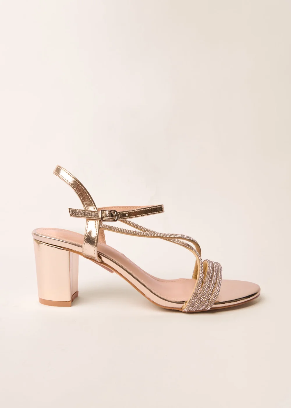 Blue Vanilla Gold Bling Strap Block Heels - 7 Image 2