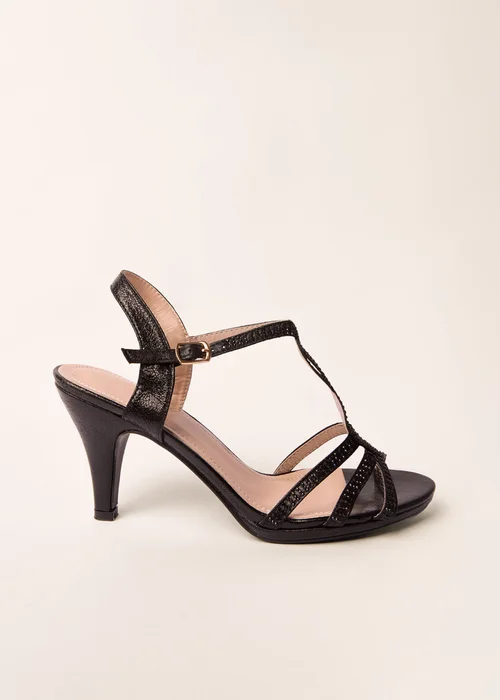 Blue Vanilla Black Twist Front Diamante Detailed Heels - 8 Image 3