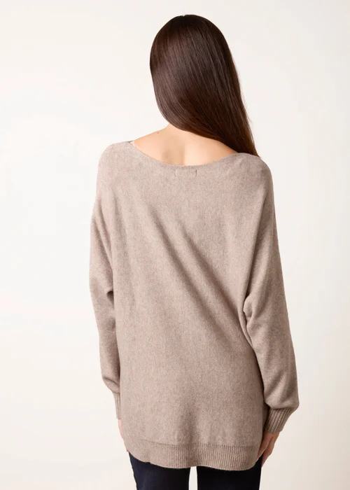 Blue Vanilla Brown Pocket Slash Neck Jumper - S/M Image 4