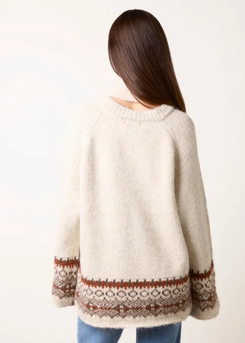 Blue Vanilla Beige Scarf Fair Isle Knit Jumper - One Size Image 4