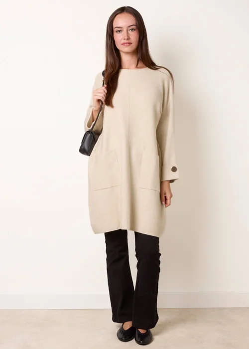 Blue Vanilla Beige Front Seam Pocket Tunic - One Size Image 3