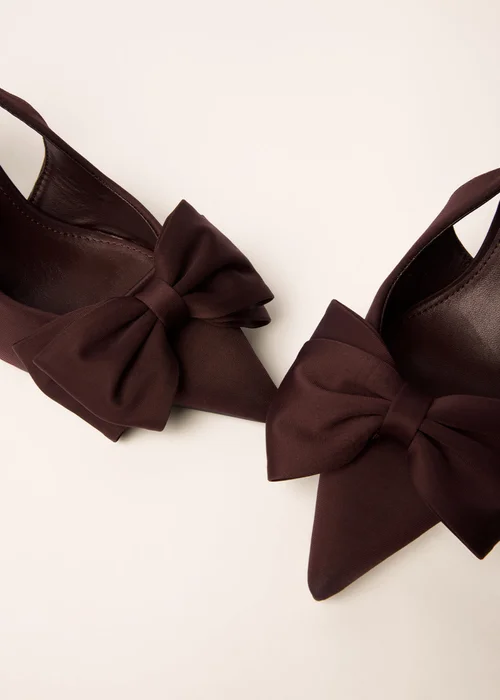 Blue Vanilla Brown Bow Front Slingback Heels - 4 Image 3