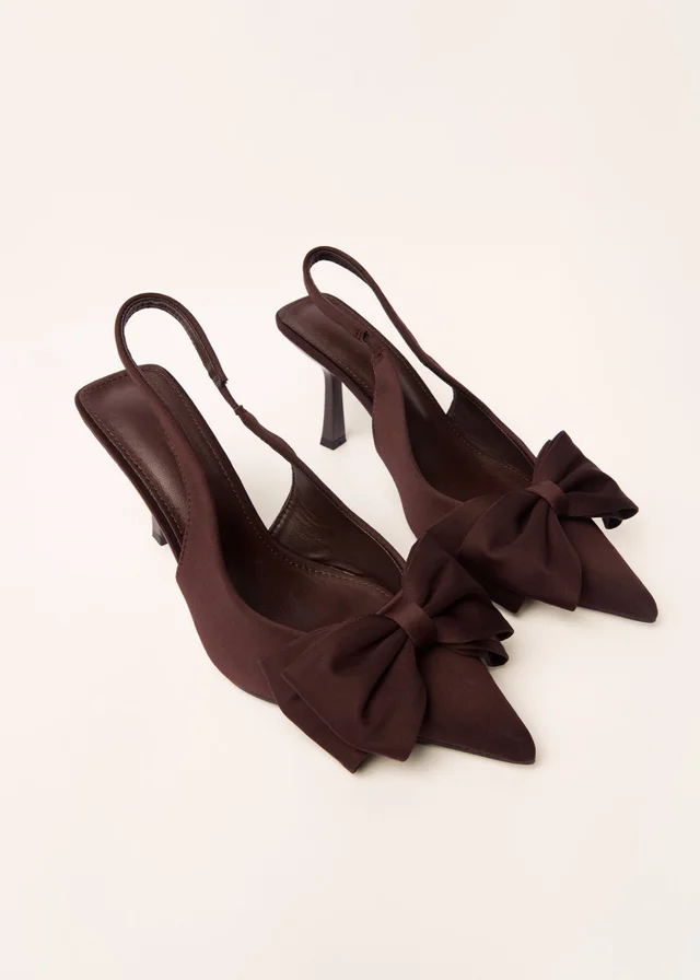 Blue Vanilla Brown Bow Front Slingback Heels