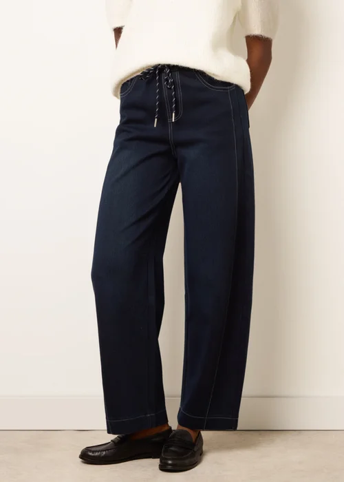 Blue Vanilla Navy Stitch Barrel Leg Jeans - L Image 2