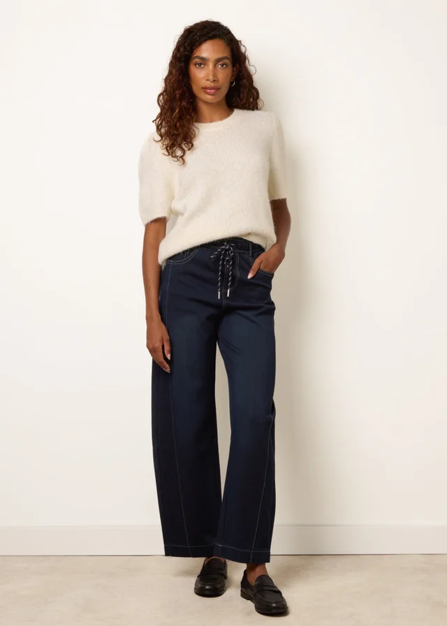 Blue Vanilla Navy Stitch Barrel Leg Jeans