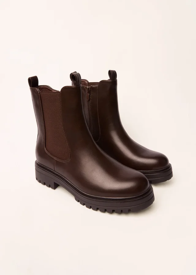 Blue Vanilla Brown Chunky Chelsea Boots