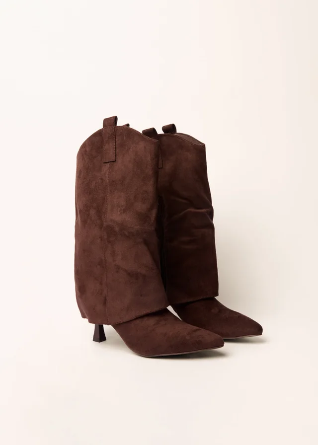 Blue Vanilla Brown Suede Cape Kitten Heel Boots
