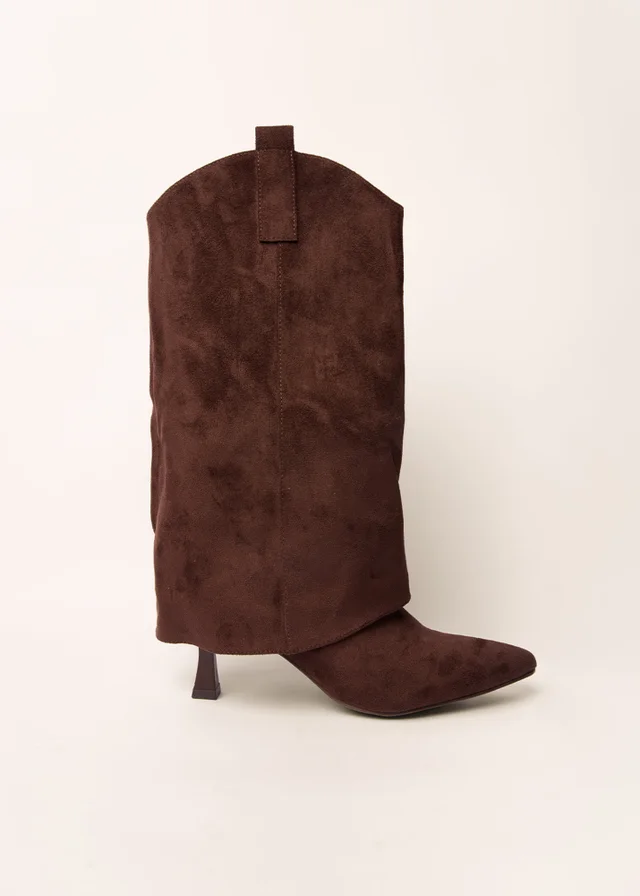 Blue Vanilla Brown Suede Cape Kitten Heel Boots