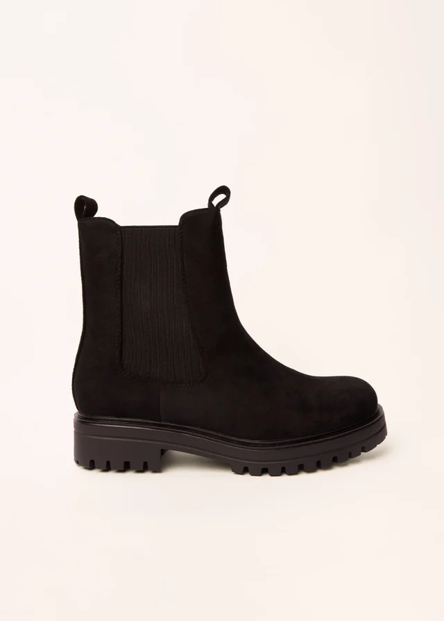 Blue Vanilla Black Chunky Suede Chelsea Boots