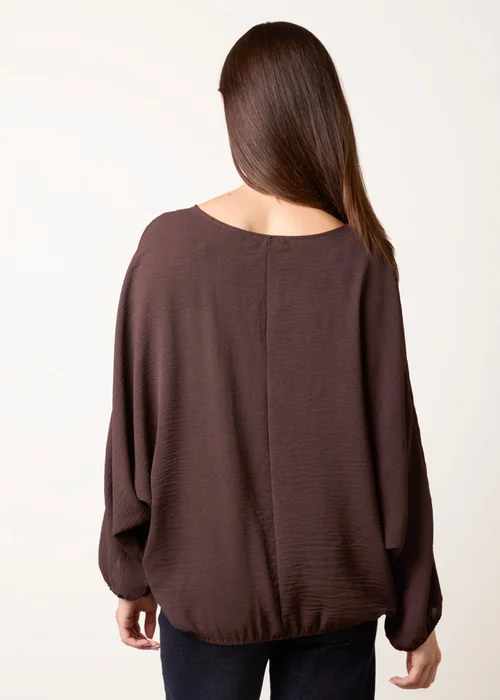 Blue Vanilla Brown Elasticated Batwing Necklace Jersey Top - One Size Image 4