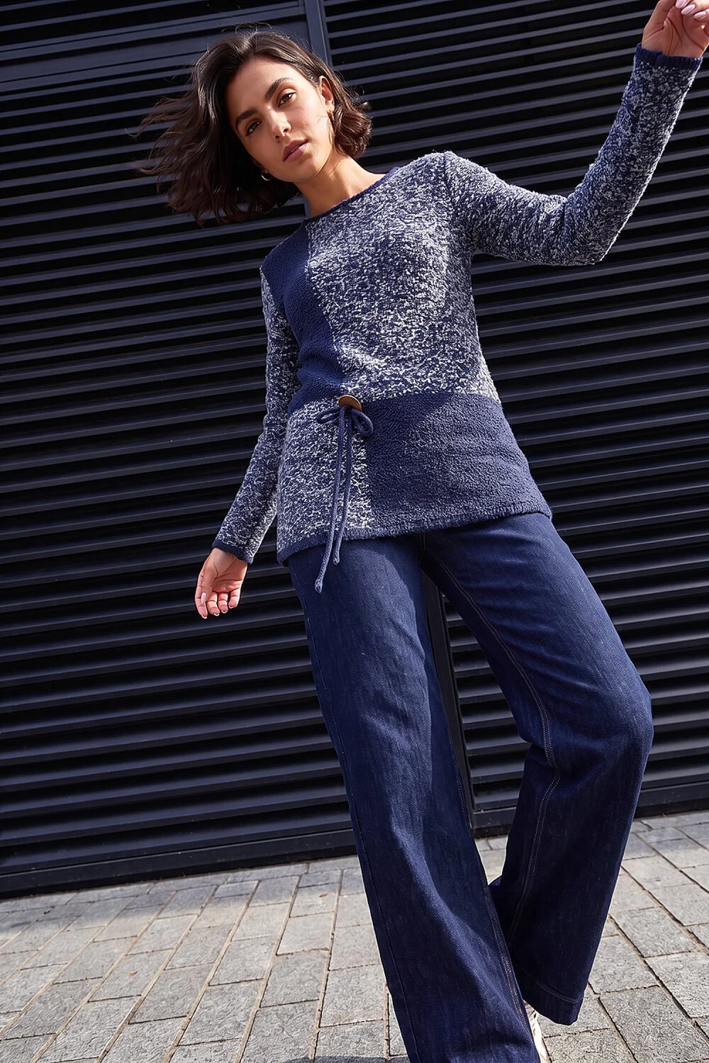 Roman Navy Textured Button Detail Knit Jumper - 20 Image 2
