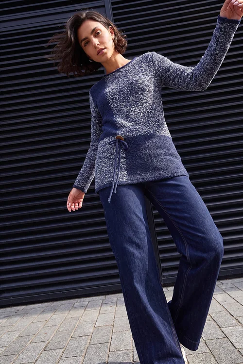Roman Navy Textured Button Detail Knit Jumper - 20 Image 2