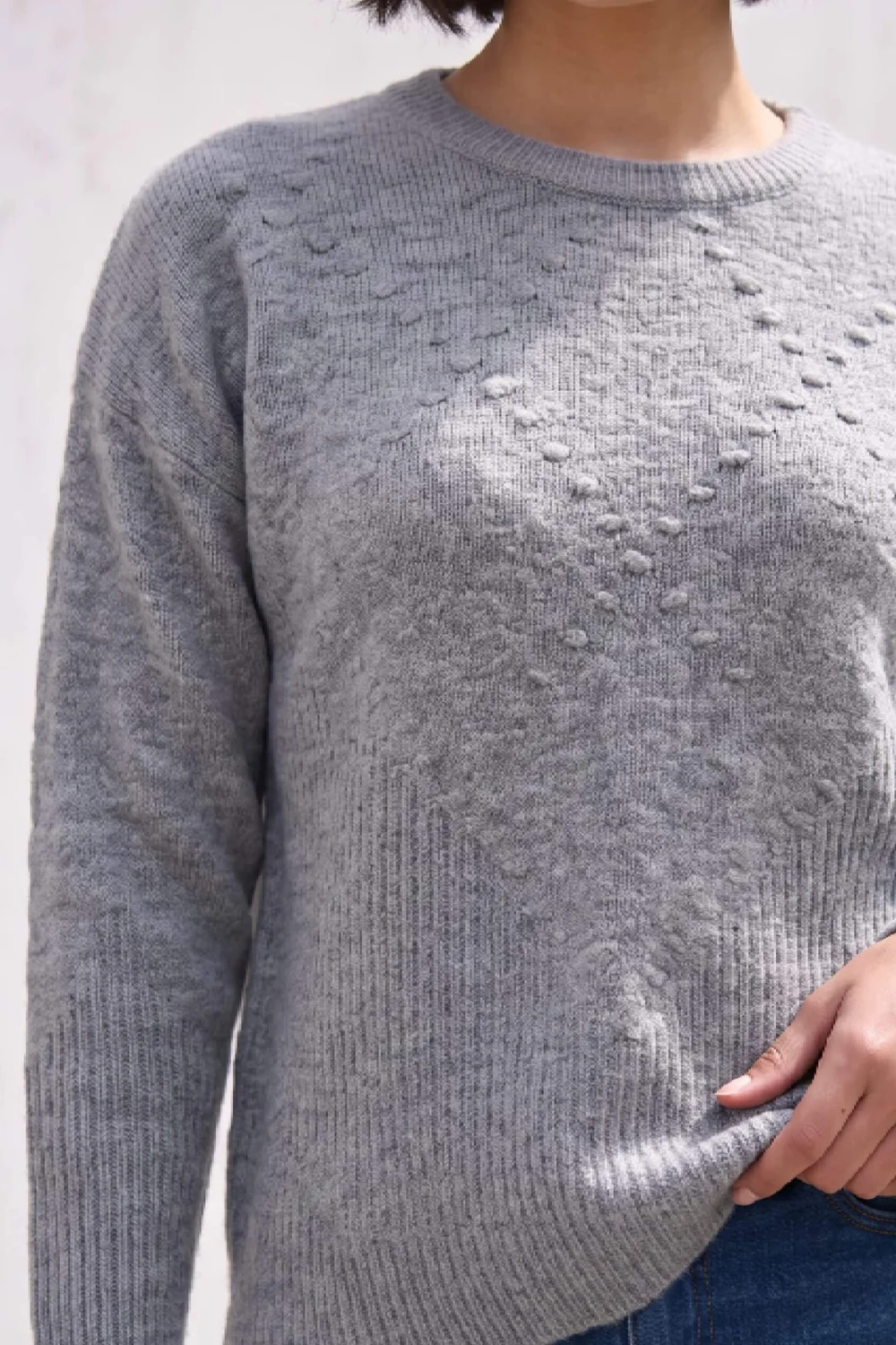 Roman Grey Petite Bobble Contrast Knit Jumper - 16 Image 4