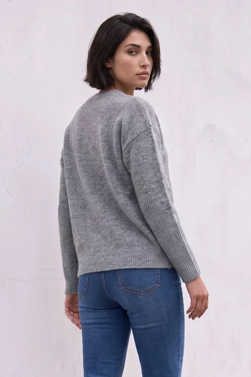 Roman Grey Petite Bobble Contrast Knit Jumper - 16 Image 2