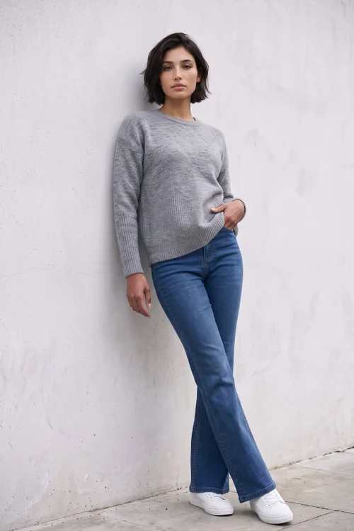 Roman Grey Petite Bobble Contrast Knit Jumper - 16 Image 3