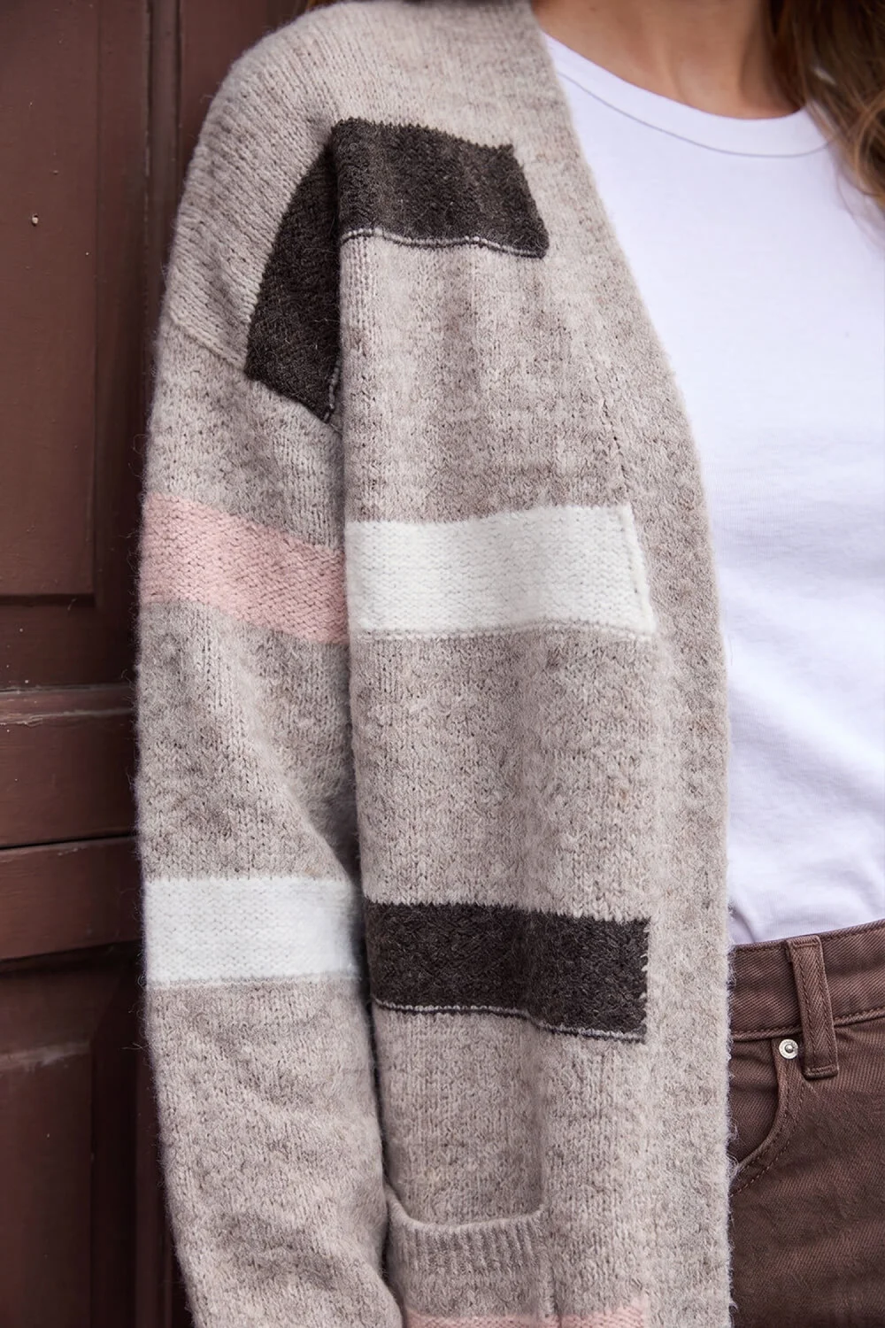 Roman Burgundy Soft Knit Stripe Cardigan - 20 Image 4