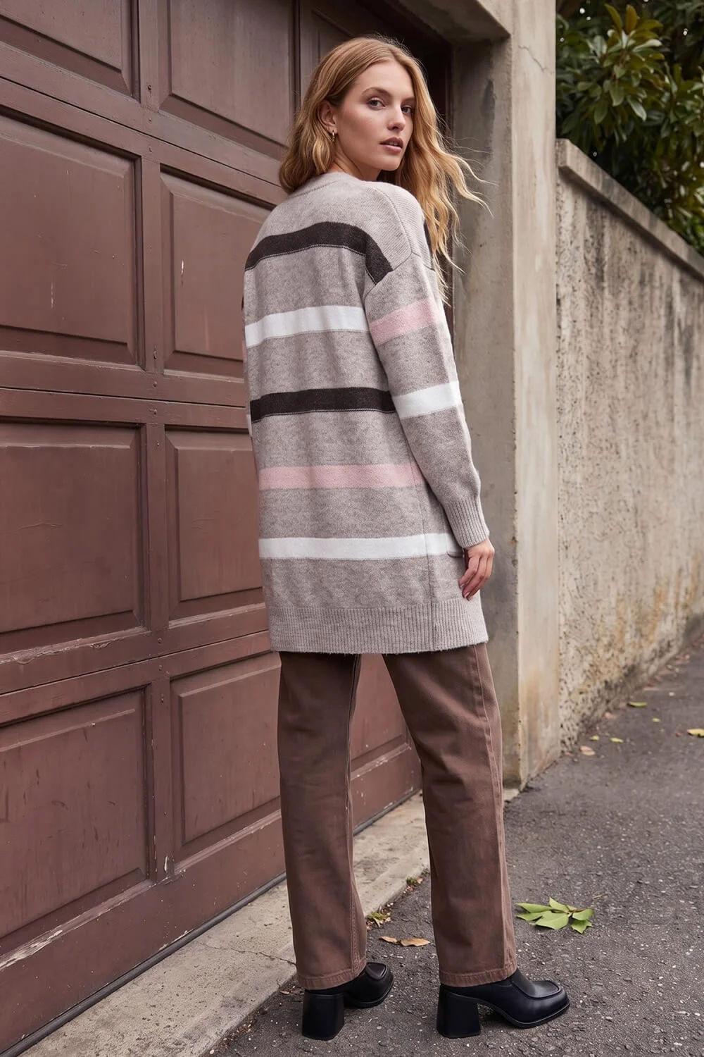 Roman Burgundy Soft Knit Stripe Cardigan - 20 Image 3