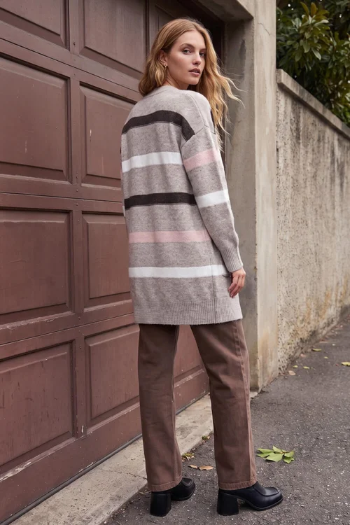 Roman Burgundy Soft Knit Stripe Cardigan - 20 Image 3