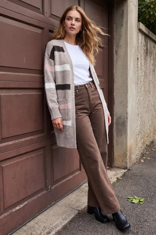 Roman Burgundy Soft Knit Stripe Cardigan - 20 Image 2