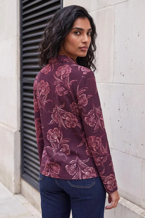 Roman Maroon Floral Print Textured Shirt - 12 Image 3