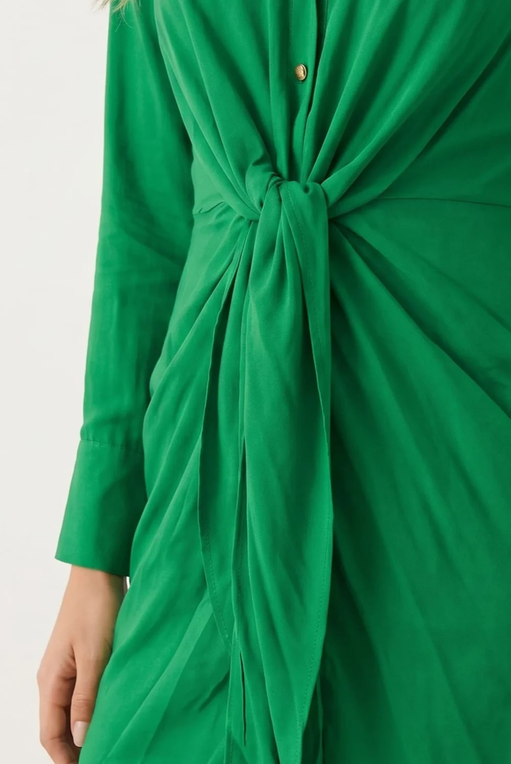Style Cheat Green Venus Tie Front Shirt Dress - S Image 3