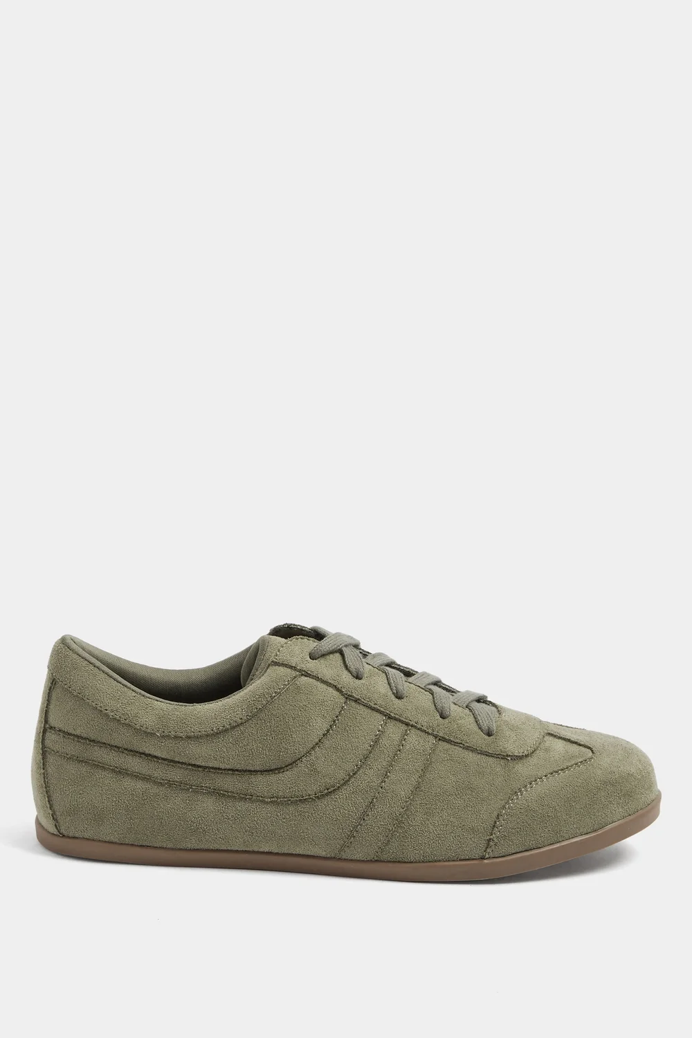 Yours Sage Green Faux Suede Low Retro Stripe Trainers In Extra Wide EEE Fit - 7 Extra Wide Image 1