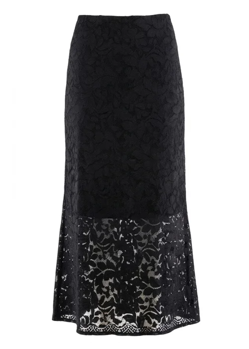 Izabel London Black Lace Texture Layer High Waist Maxi Skirt - 10 Image 5