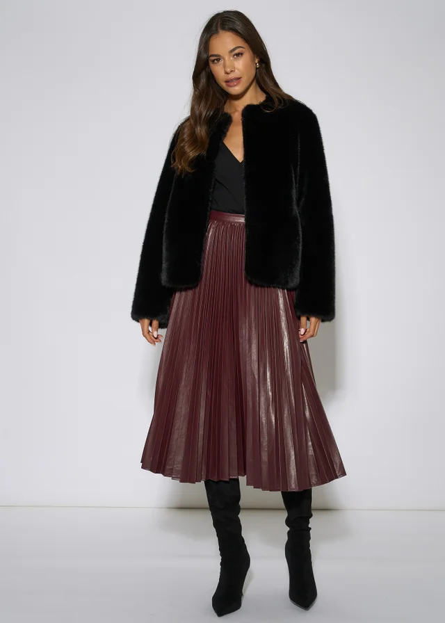 Gini London Black Short Faux Fur Jacket
