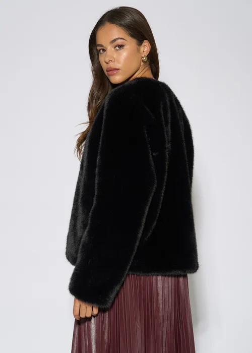Gini London Black Short Faux Fur Jacket - M/L Image 2