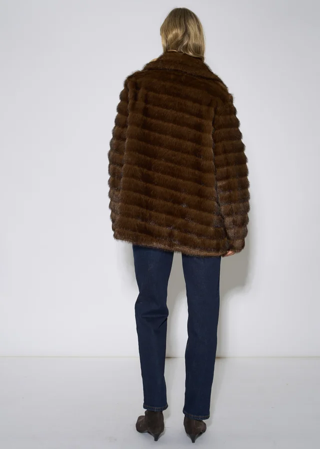 Gini London Brown 2 Tone Faux Fur Jacket
