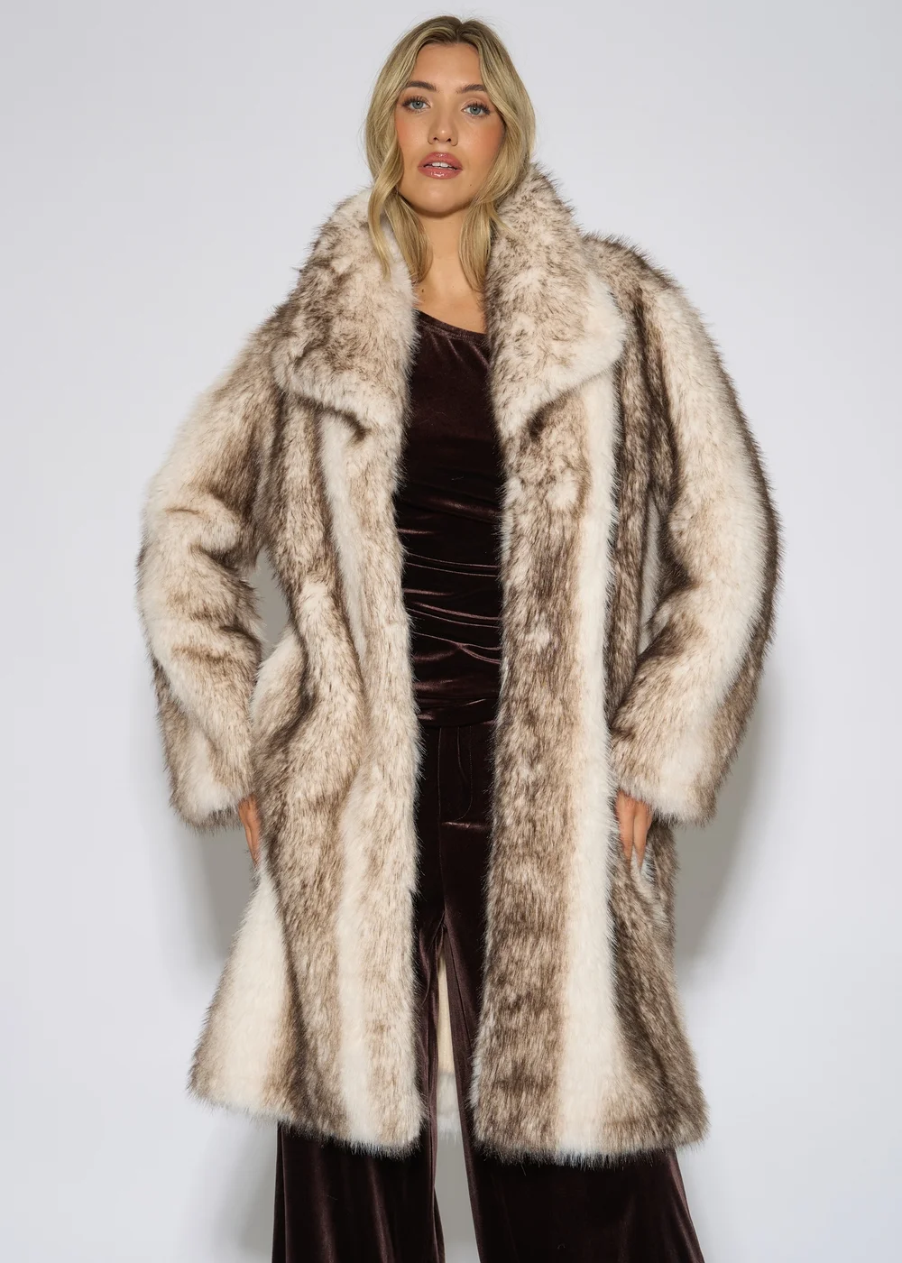 Gini London Multi Ombre Faux Fur Longline Jacket - L/XL Image 3