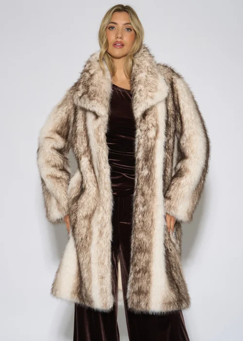 Gini London Multi Ombre Faux Fur Longline Jacket - L/XL Image 3