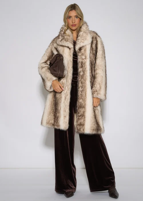 Gini London Multi Ombre Faux Fur Longline Jacket - L/XL Image 1