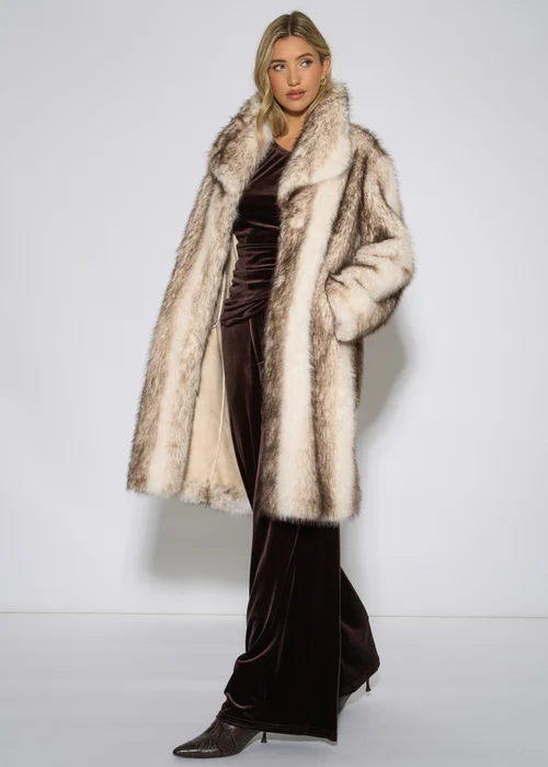Gini London Multi Ombre Faux Fur Longline Jacket - L/XL Image 4