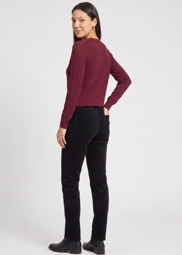 Gini London Black Corduroy Tapered Leg Trousers