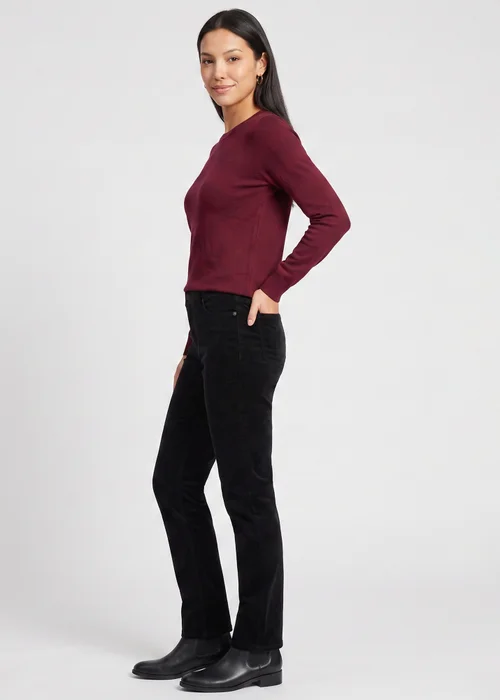 Gini London Black Corduroy Tapered Leg Trousers - 10 Image 4