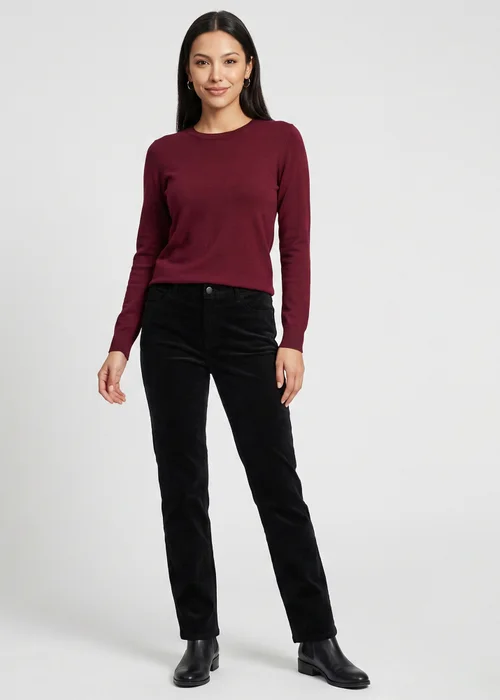 Gini London Black Corduroy Tapered Leg Trousers - 10 Image 1