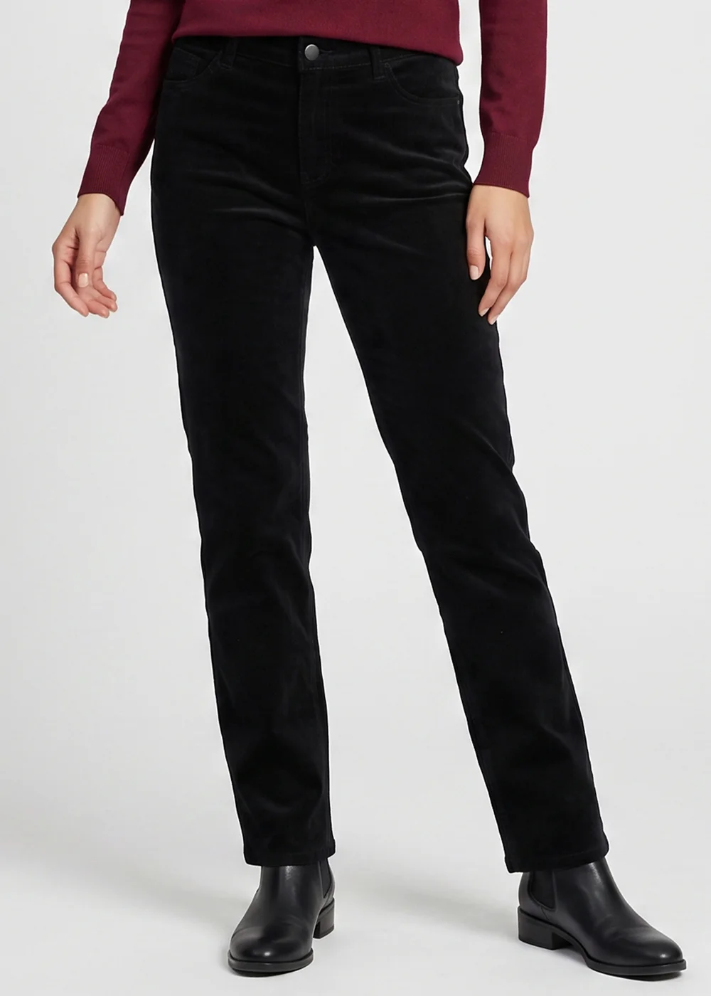 Gini London Black Corduroy Tapered Leg Trousers - 10 Image 3