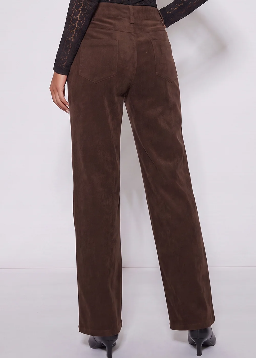 Gini London Brown Cord Straight Leg Trousers - 10 Image 2