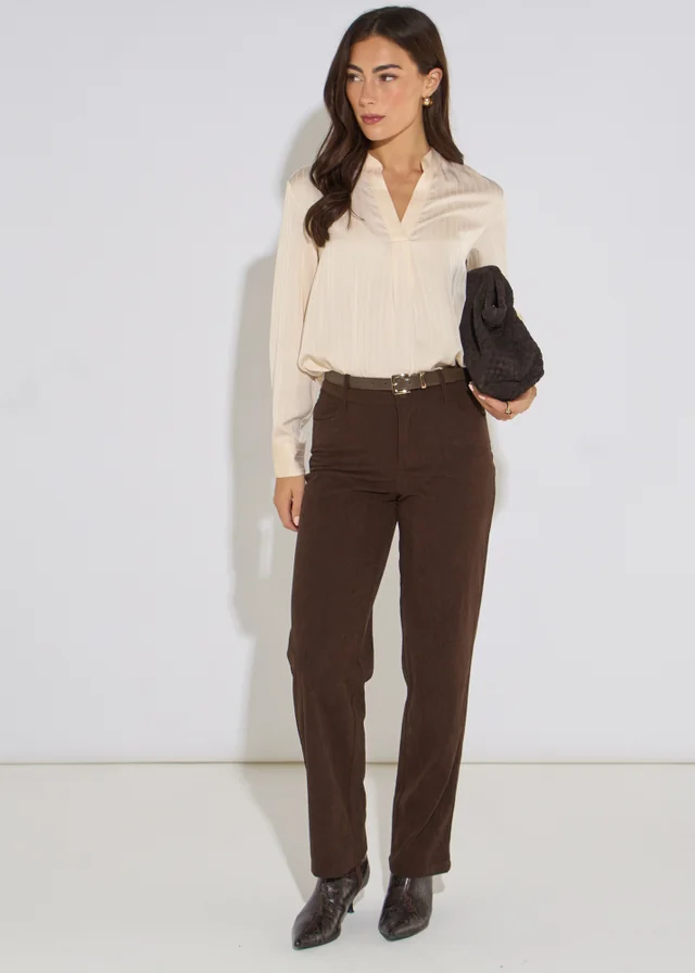 Gini London Brown Cord Straight Leg Trousers