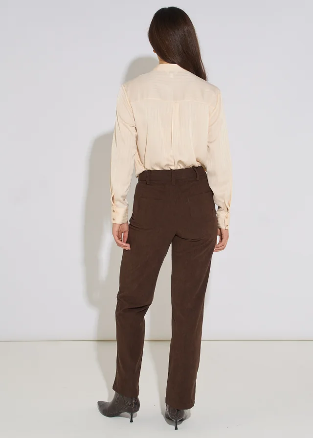Gini London Brown Cord Straight Leg Trousers