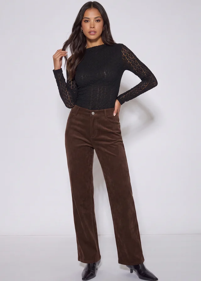Gini London Brown Cord Straight Leg Trousers