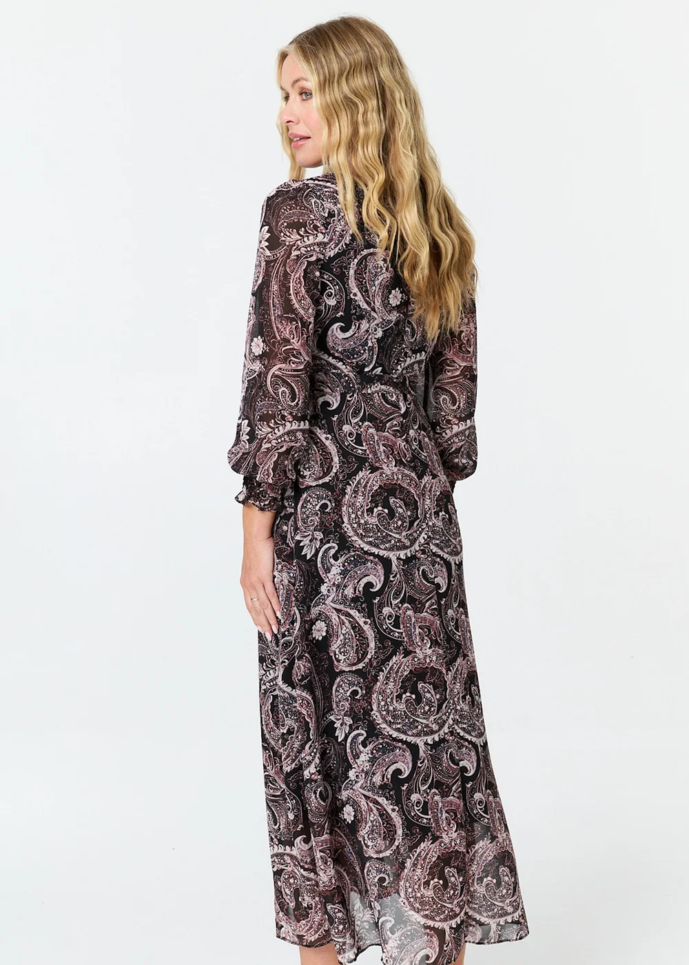Izabel London Purple Paisley Tie Waist Layered Maxi Dress - 14 Image 2