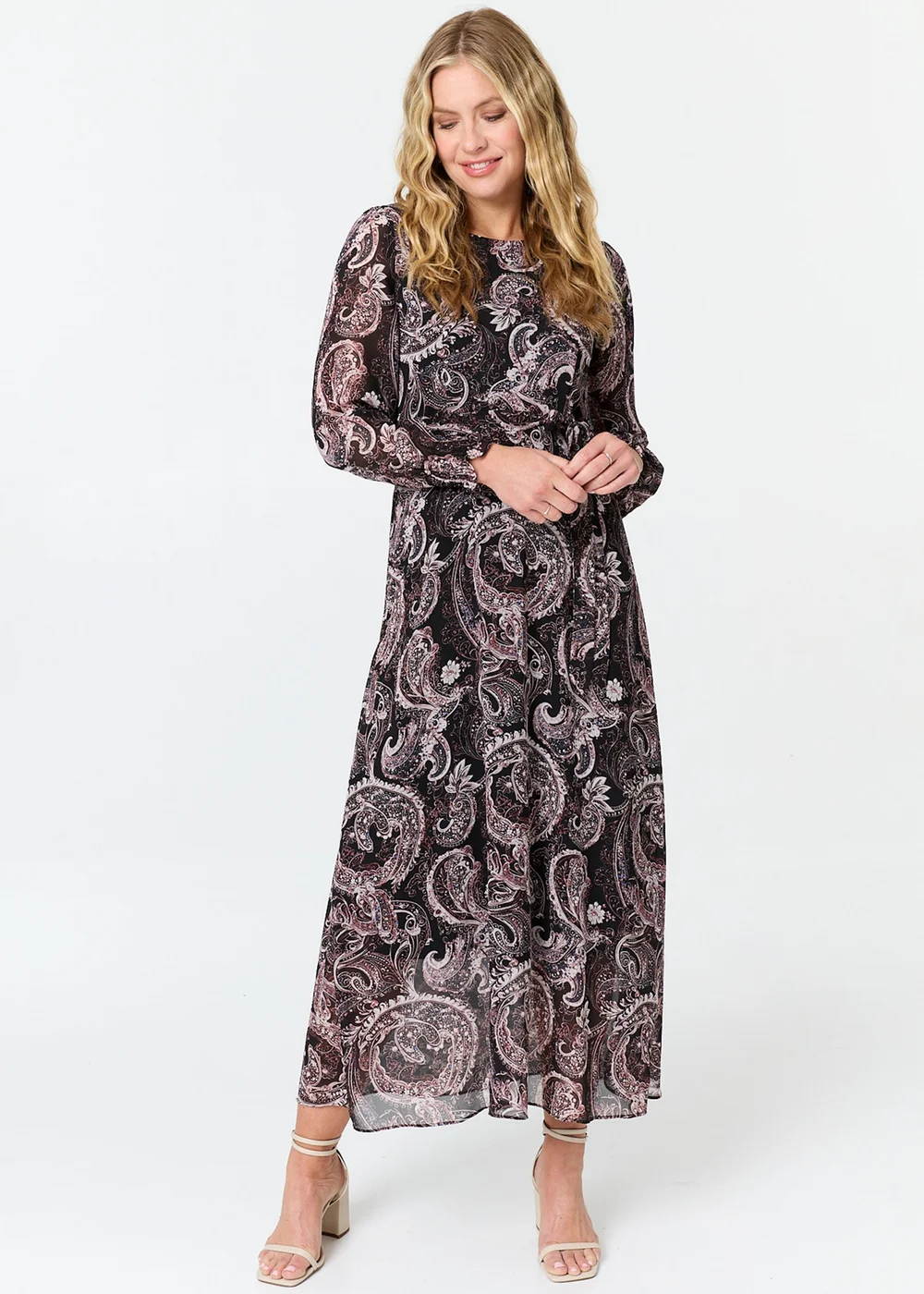 Izabel London Purple Paisley Tie Waist Layered Maxi Dress - 14 Image 1