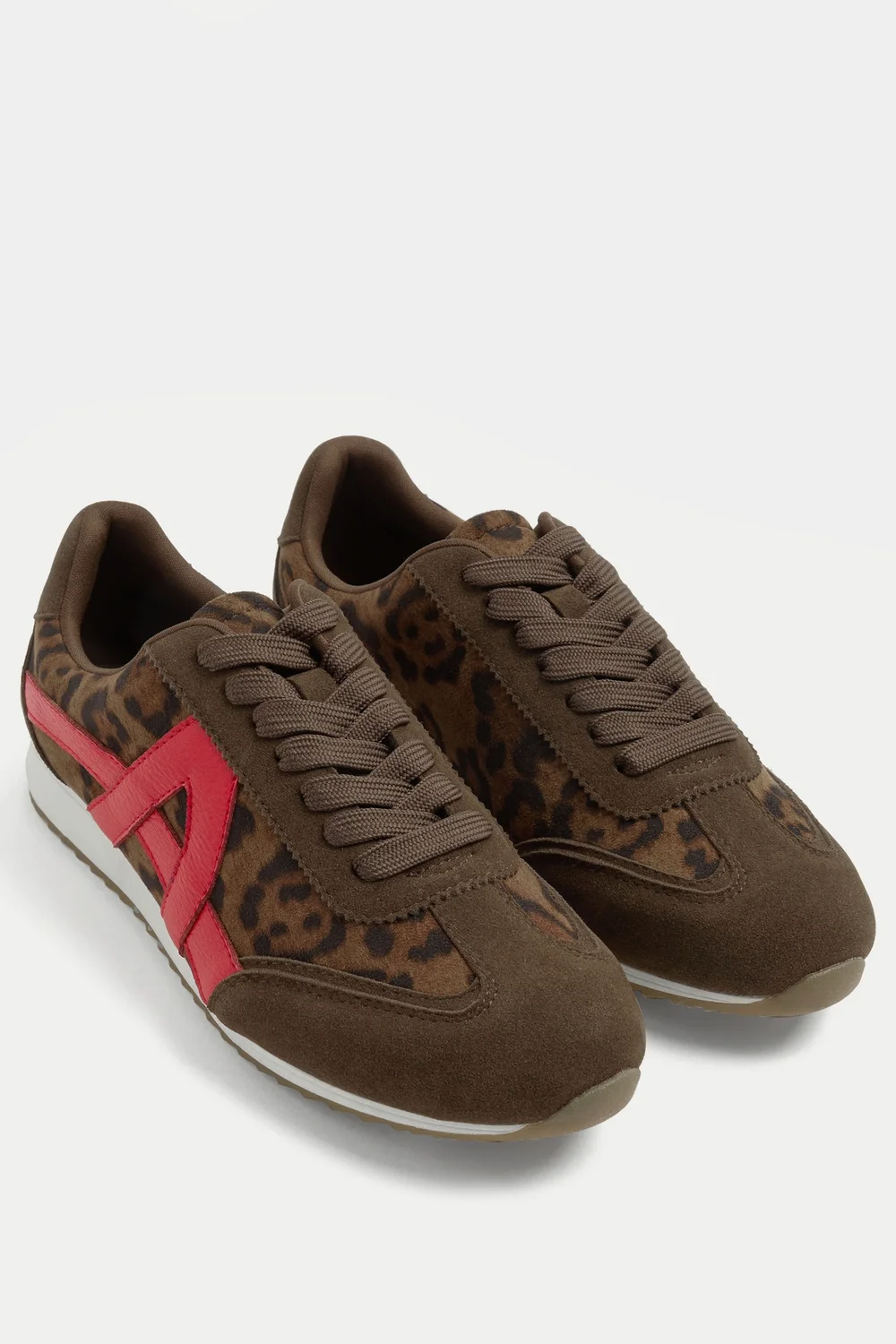 Yours Brown Leopard Slim Sole Trainers In Wide E Fit - 9 Wide Image 3
