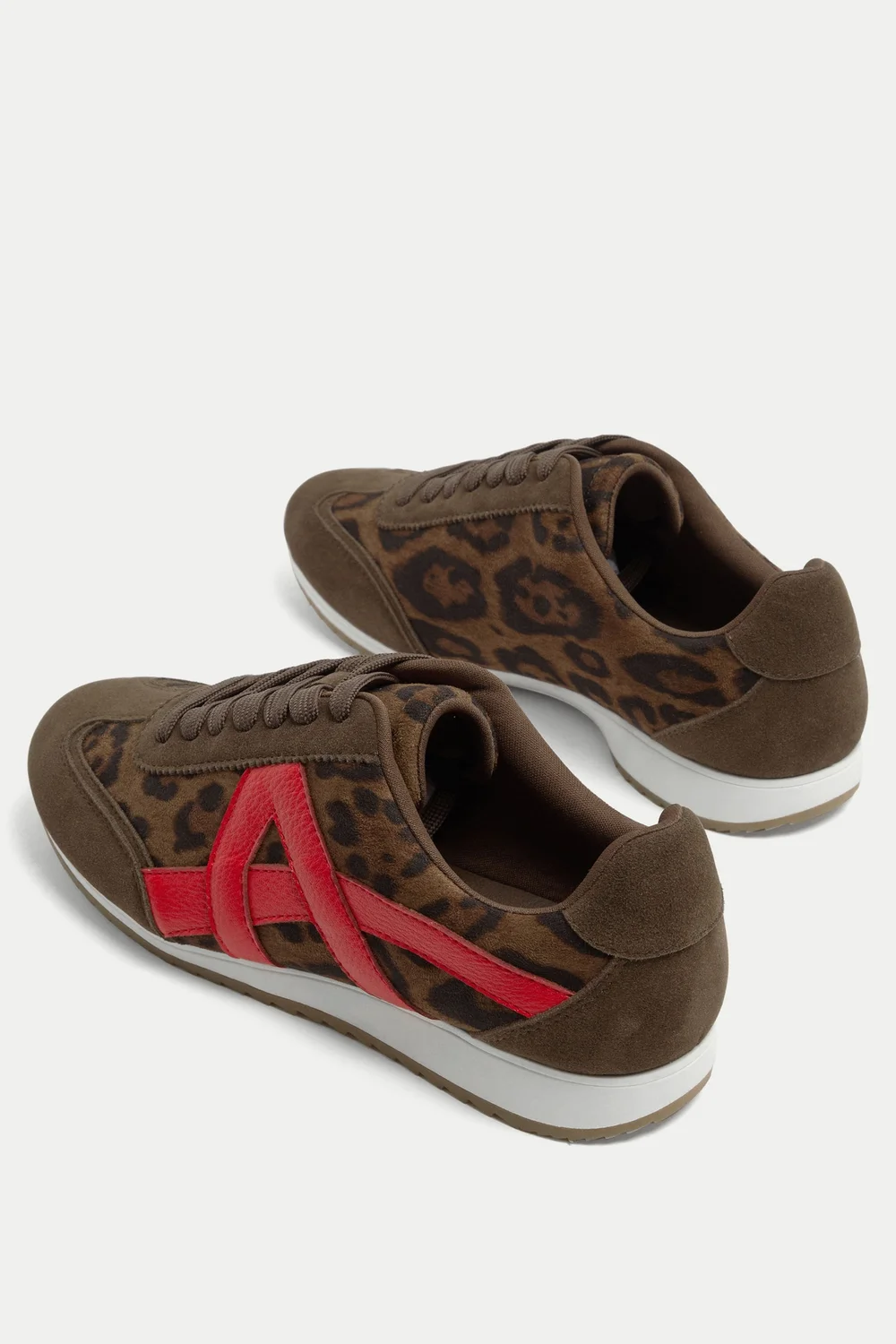 Yours Brown Leopard Slim Sole Trainers In Wide E Fit - 9 Wide Image 4