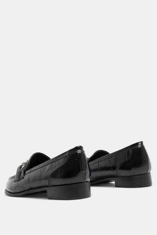 Yours Black Croc Snaffle Loafer In Wide E Fit & Extra Wide EEE Fit - 9 Extra Wide Image 4